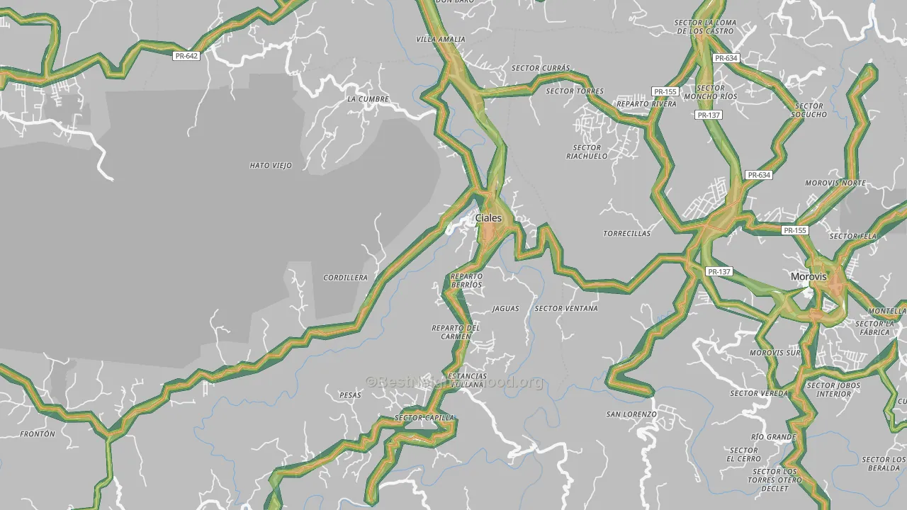 Ciales, PR Map of Noise Levels in Ciales
