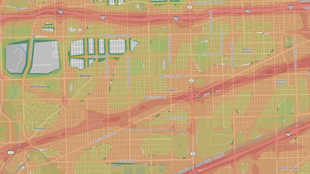 Cicero, IL Map of Noise Levels in Cicero