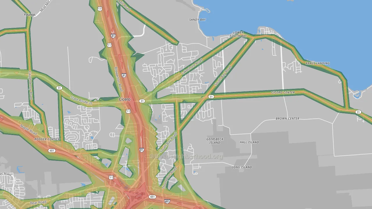 Cicero, NY Map of Noise Levels in Cicero