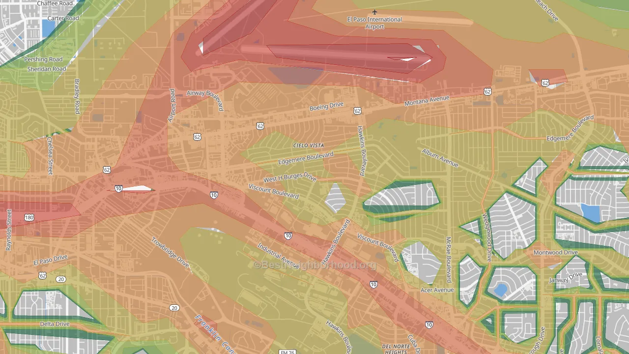 Cielo Vista South, El Paso, TX Map of Noise Levels in Cielo Vista South