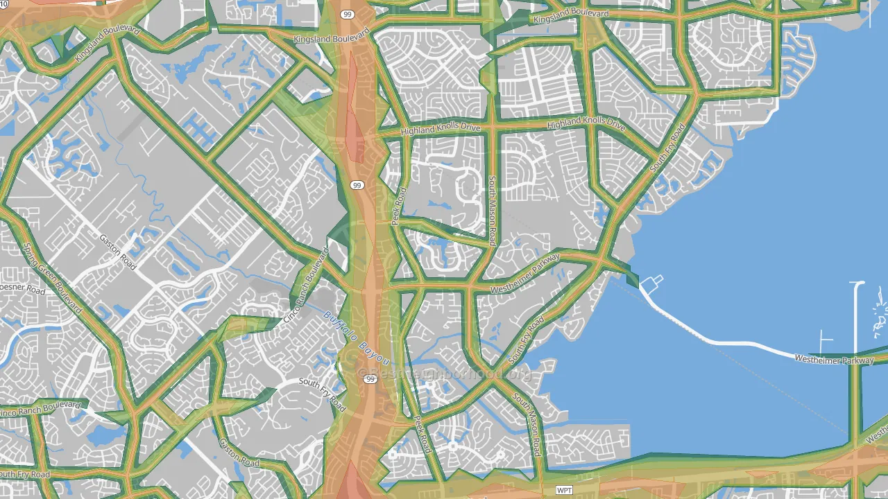 Cinco Ranch, TX Map of Noise Levels in Cinco Ranch