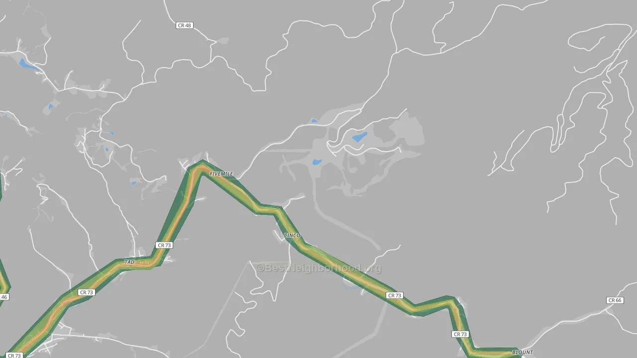 Cinco, WV Map of Noise Levels in Cinco