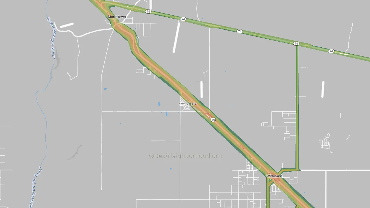 Circle City, AZ Map of Noise Levels in Circle City