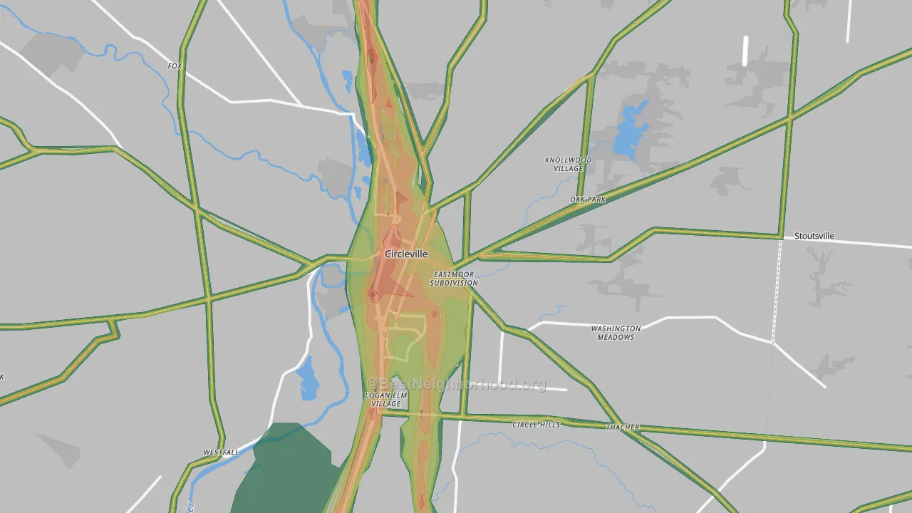 Circleville, OH Map of Noise Levels in Circleville