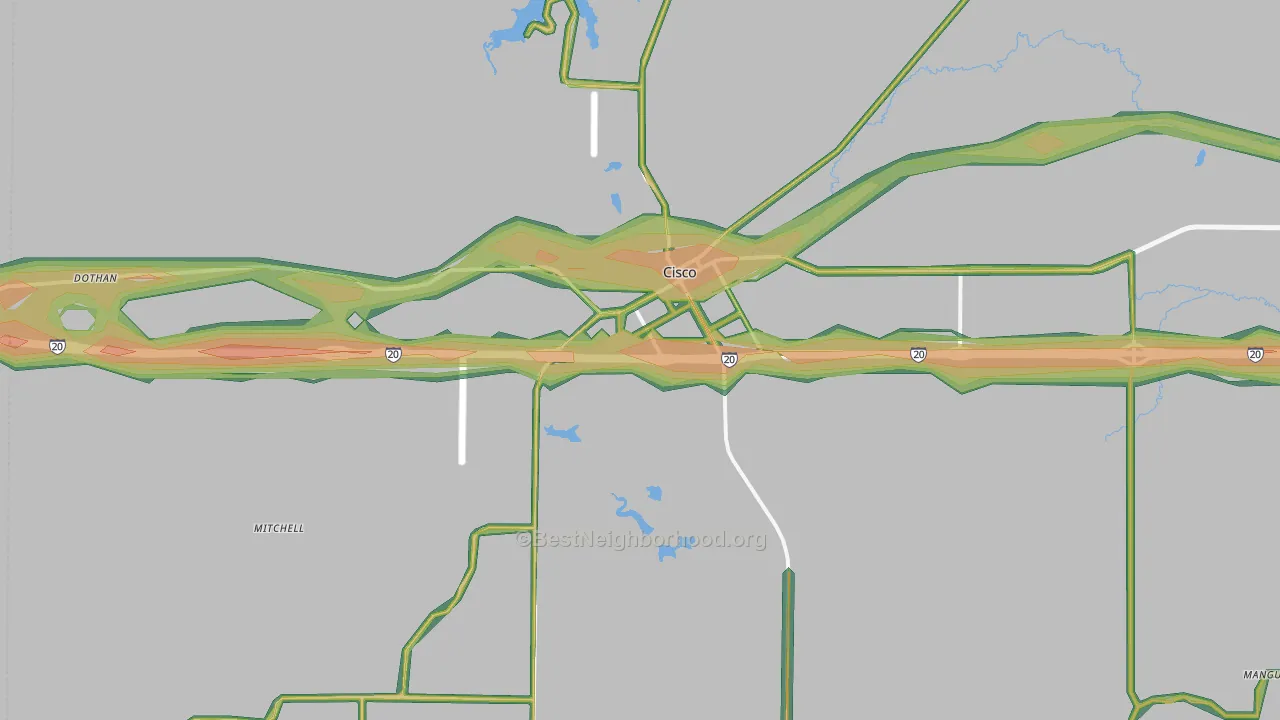 Cisco, TX Map of Noise Levels in Cisco