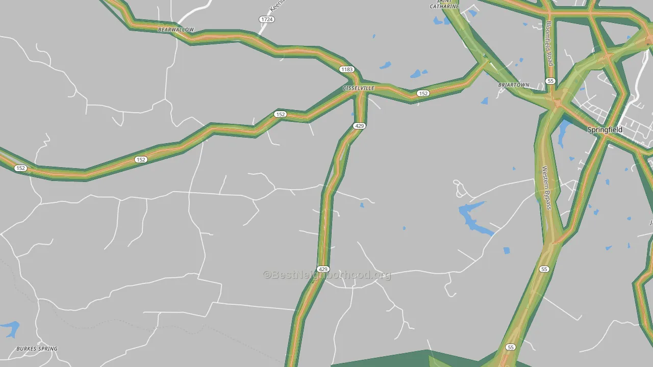 Cisselville, KY Map of Noise Levels in Cisselville