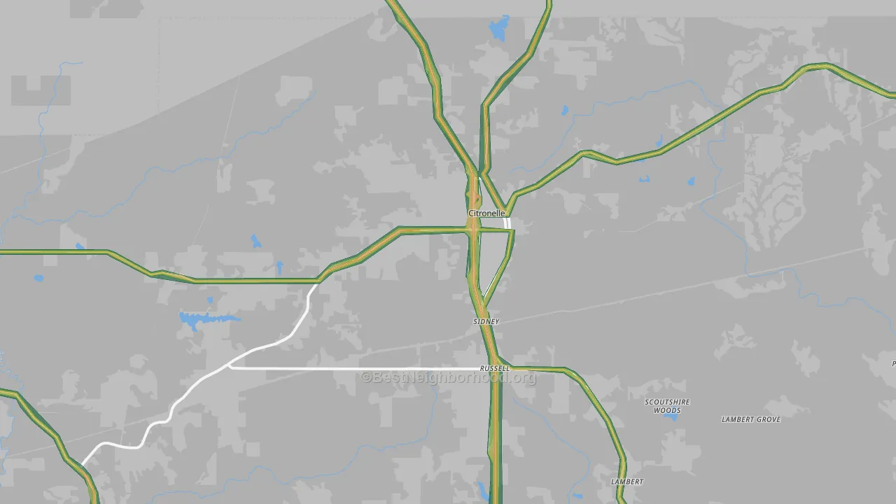 Citronelle, AL Map of Noise Levels in Citronelle