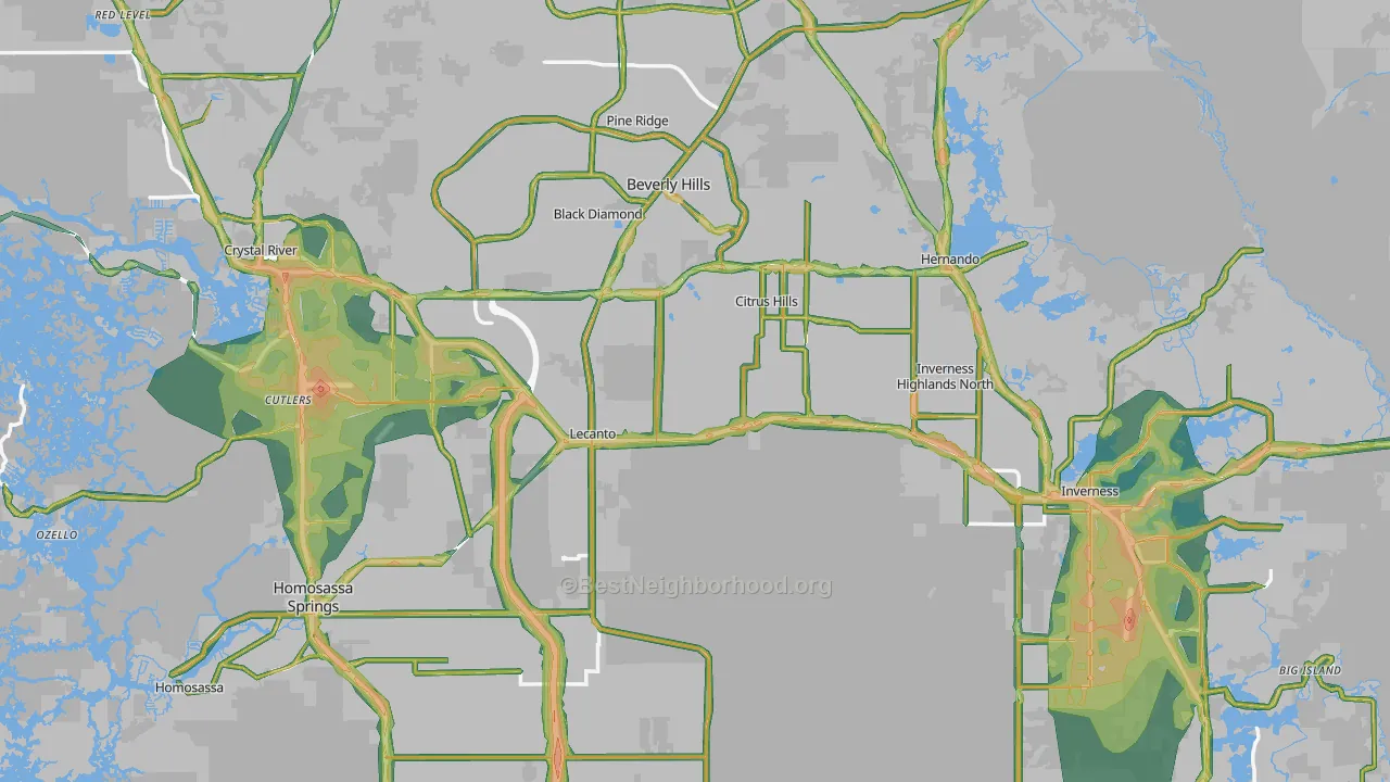 Citrus County, FL Map of Noise Levels in Citrus County