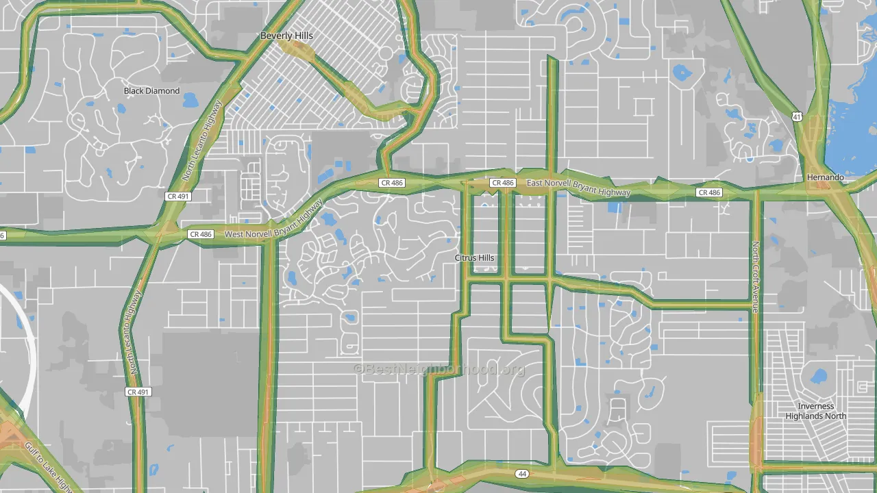 Citrus Hills, FL Map of Noise Levels in Citrus Hills