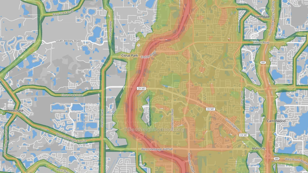 Citrus Park, FL Map of Noise Levels in Citrus Park