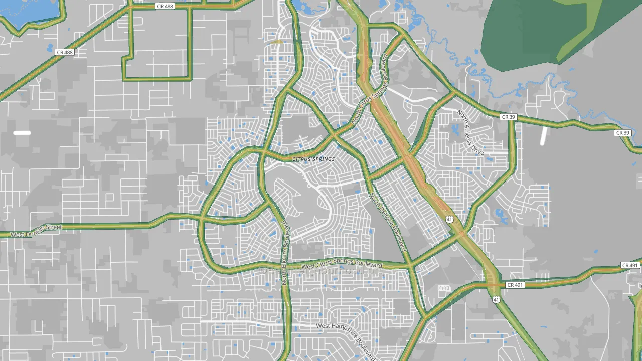 Citrus Springs, FL Map of Noise Levels in Citrus Springs