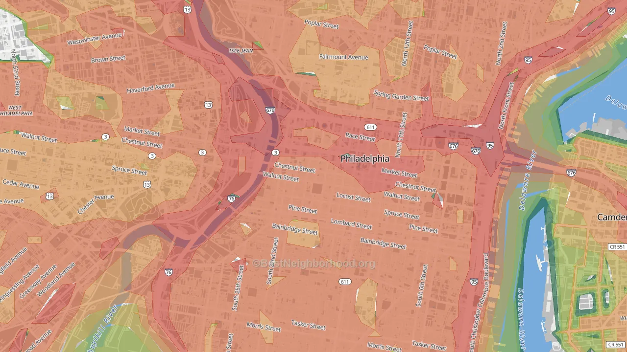 City Center West, Philadelphia, PA Map of Noise Levels in City Center West
