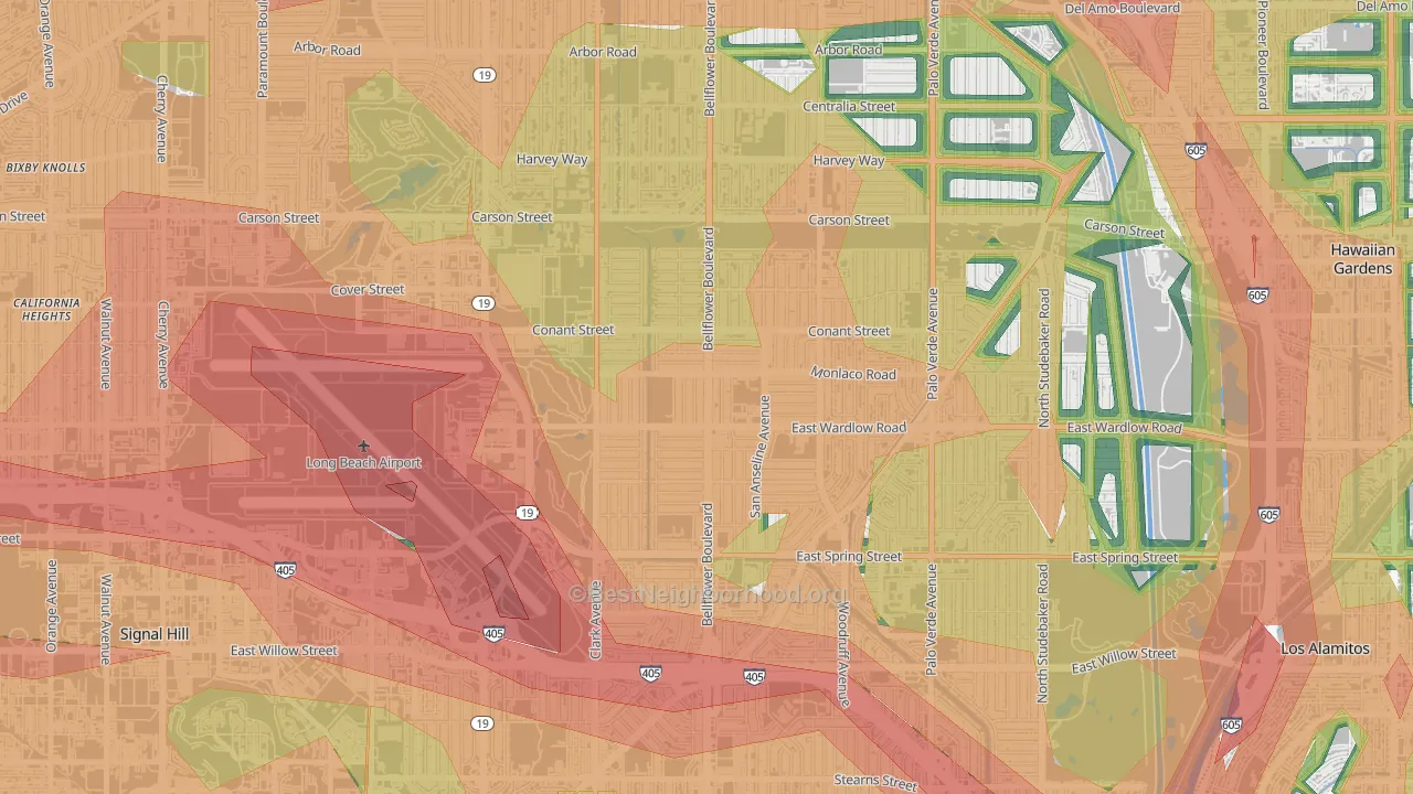 City College Area, Long Beach, CA Map of Noise Levels in City College Area