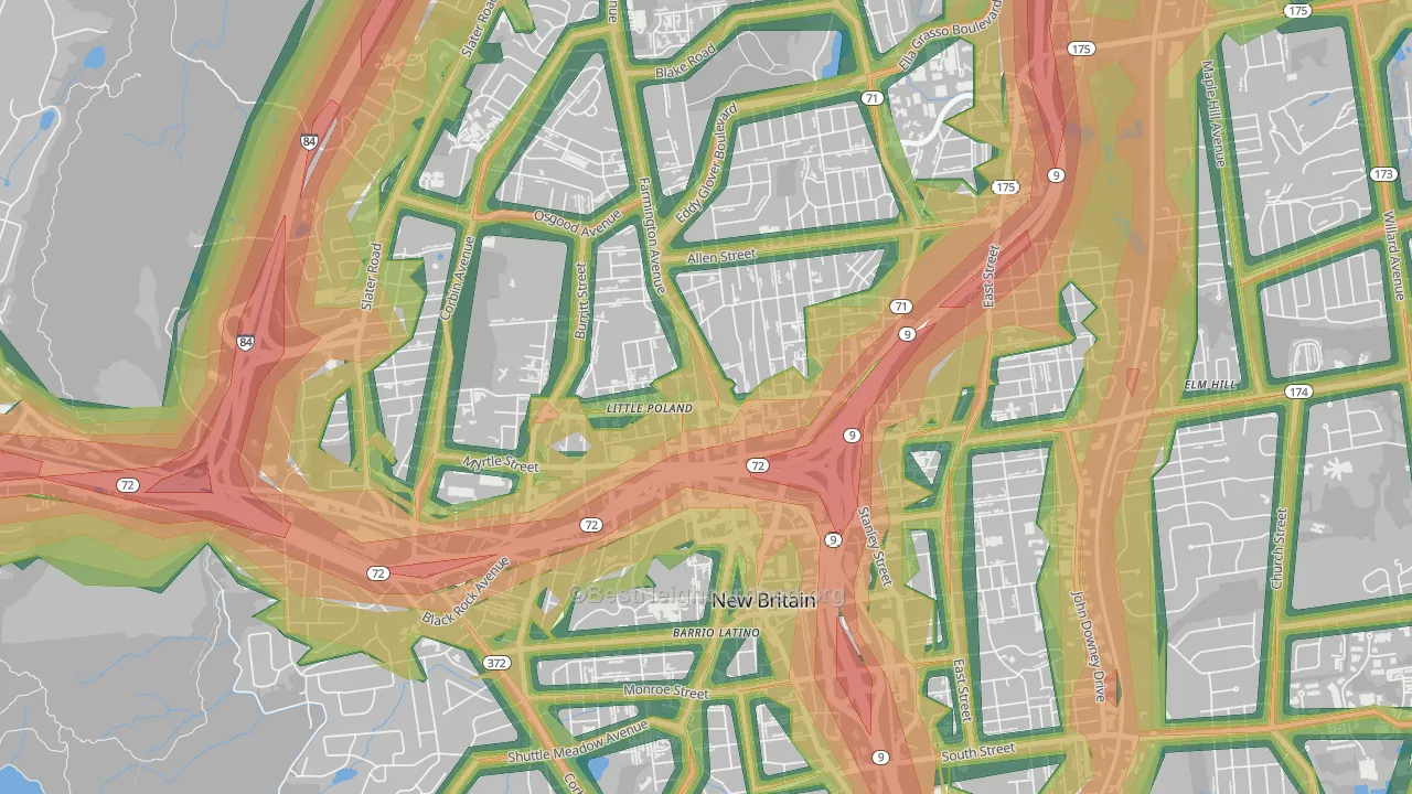City Hall Monument District, New Britain, CT Map of Noise Levels in City Hall Monument District
