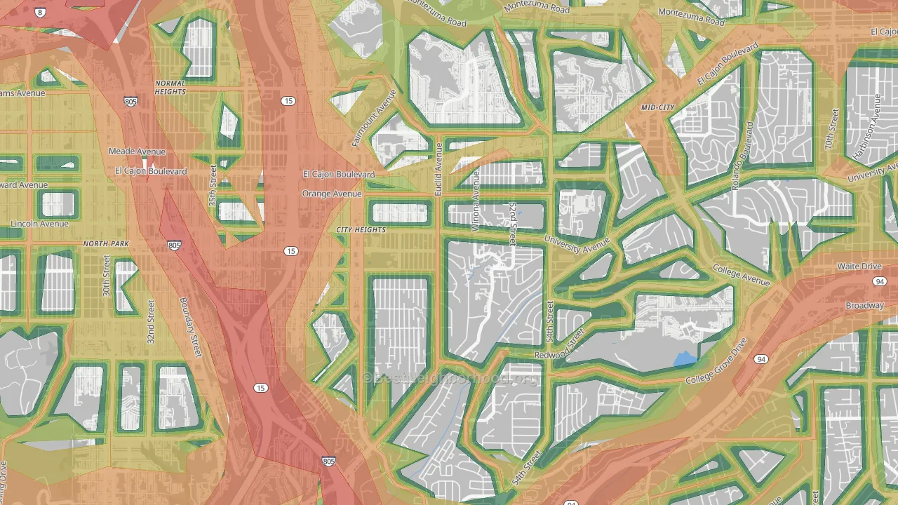 City Heights East, San Diego, CA Map of Noise Levels in City Heights East