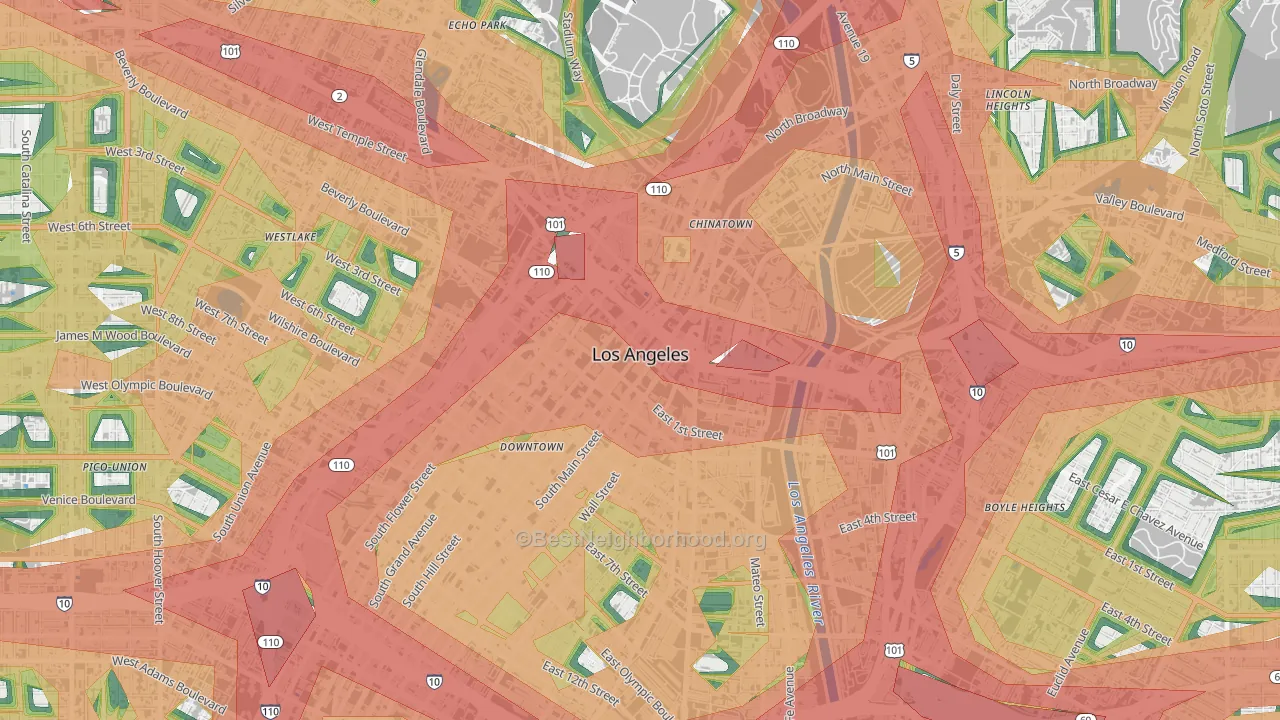 Civic Center Little Tokyo, Los Angeles, CA Map of Noise Levels in Civic Center Little Tokyo