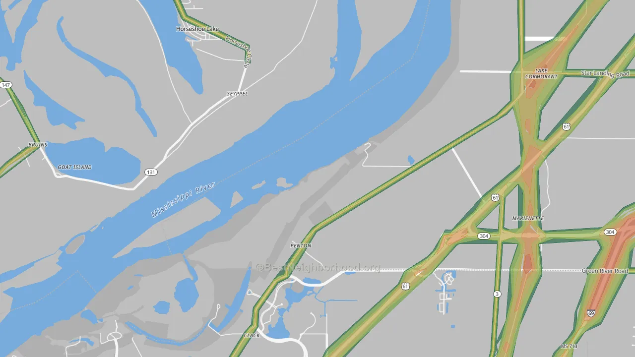 Clack, MS Map of Noise Levels in Clack
