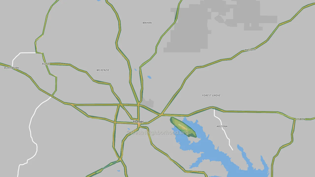 Claiborne Parish, LA Map of Noise Levels in Claiborne Parish