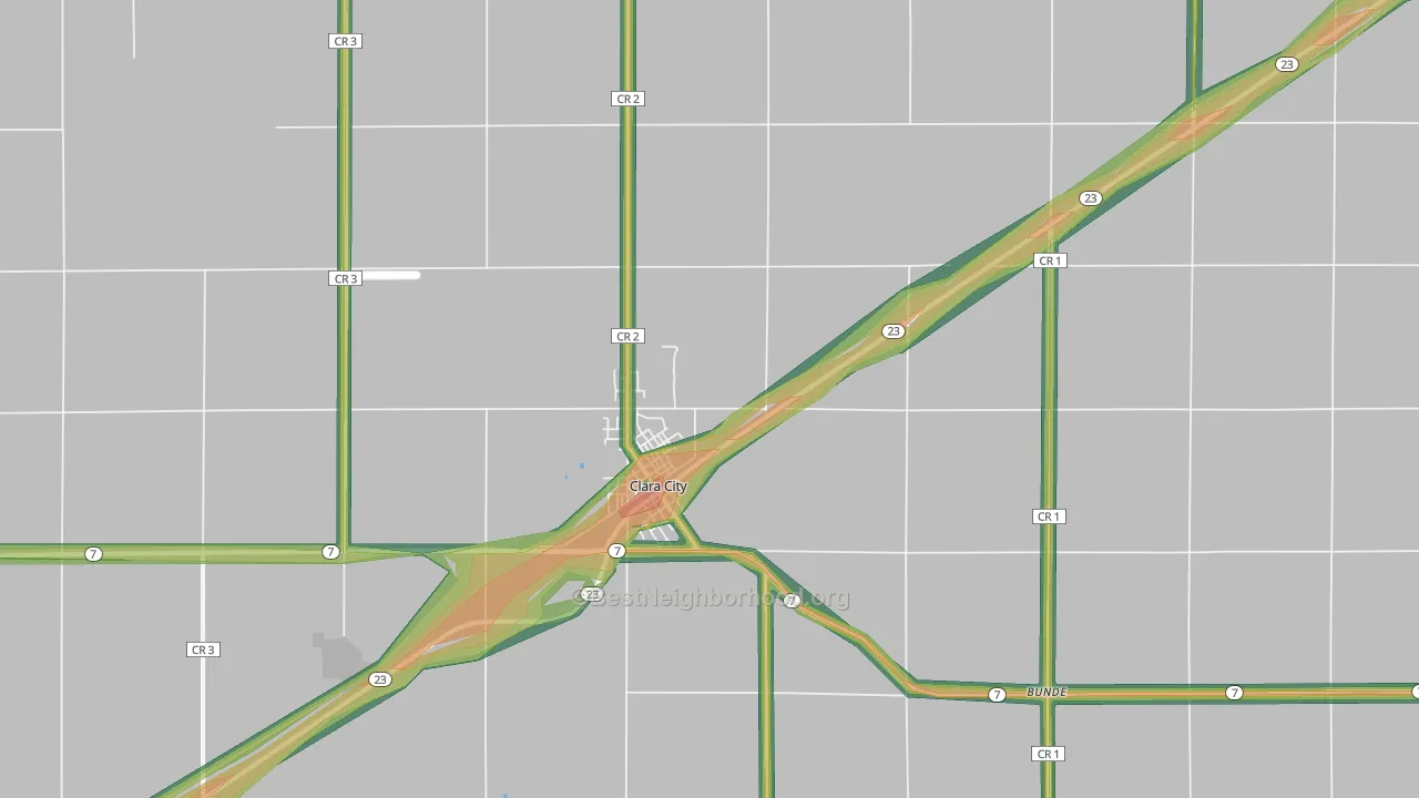 Clara City, MN Map of Noise Levels in Clara City