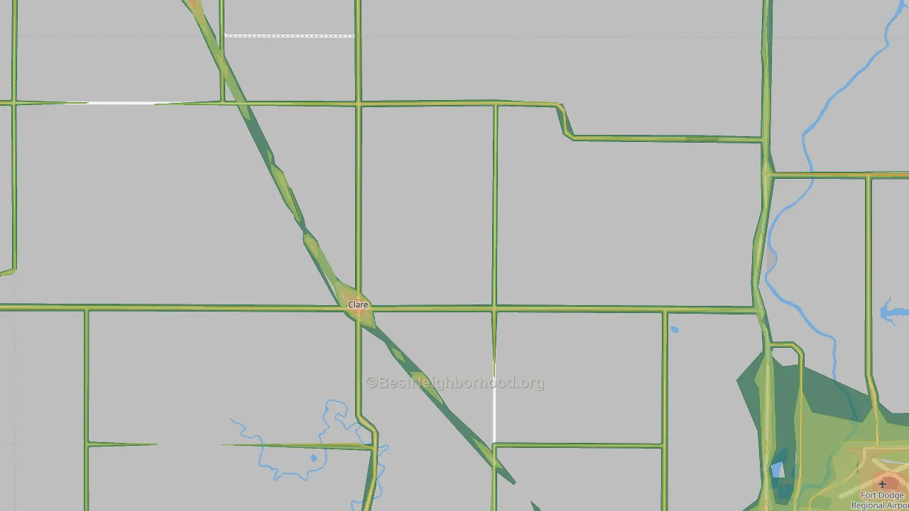 Clare, IA Map of Noise Levels in Clare