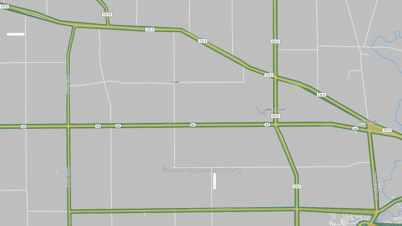 Clare, IL Map of Noise Levels in Clare