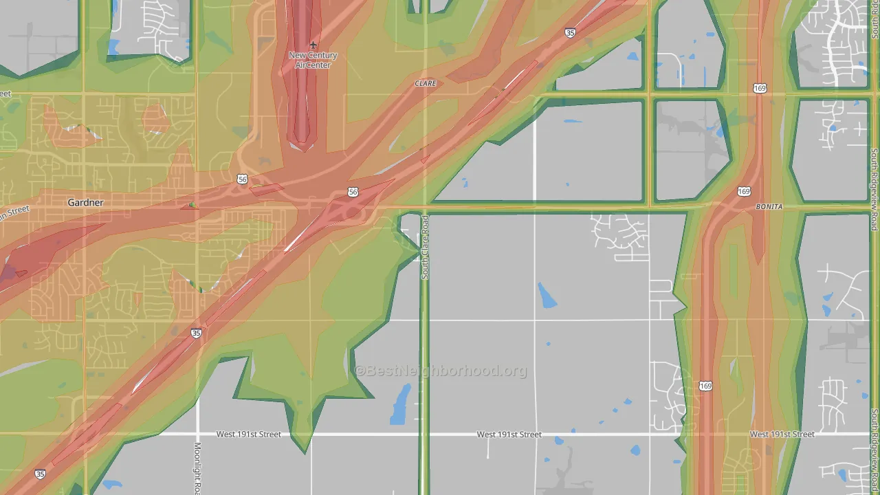 Clare, KS Map of Noise Levels in Clare