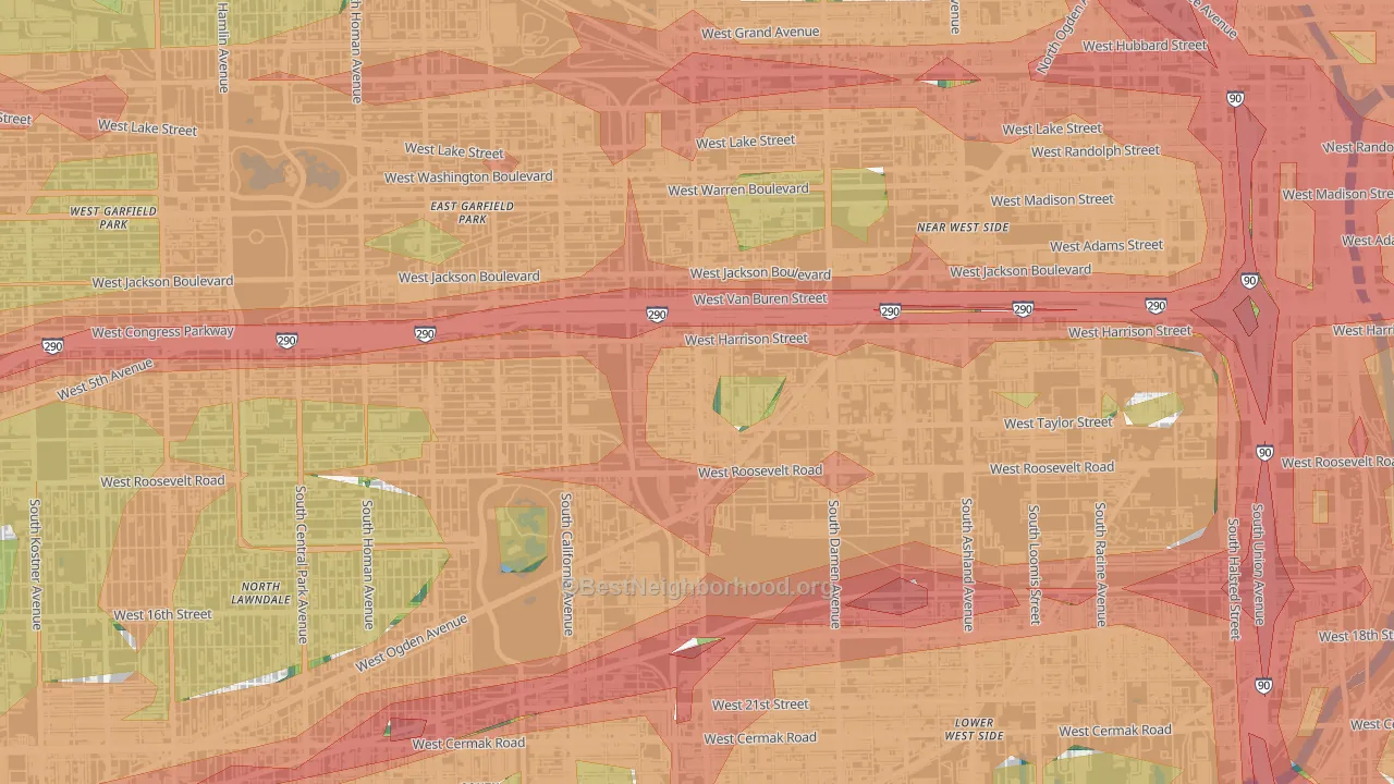 Claremont Cottages, Chicago, IL Map of Noise Levels in Claremont Cottages