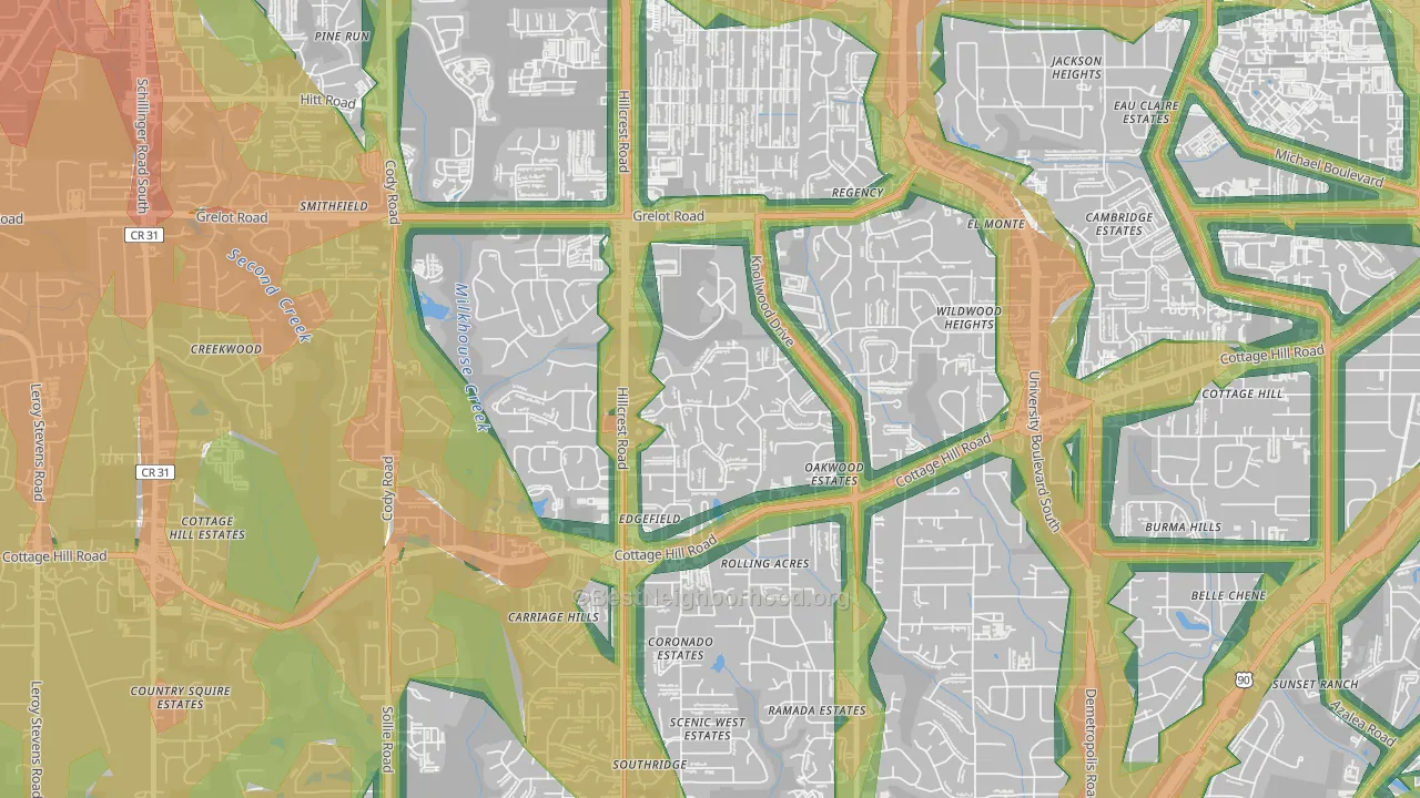 Claremont, Mobile, AL Map of Noise Levels in Claremont