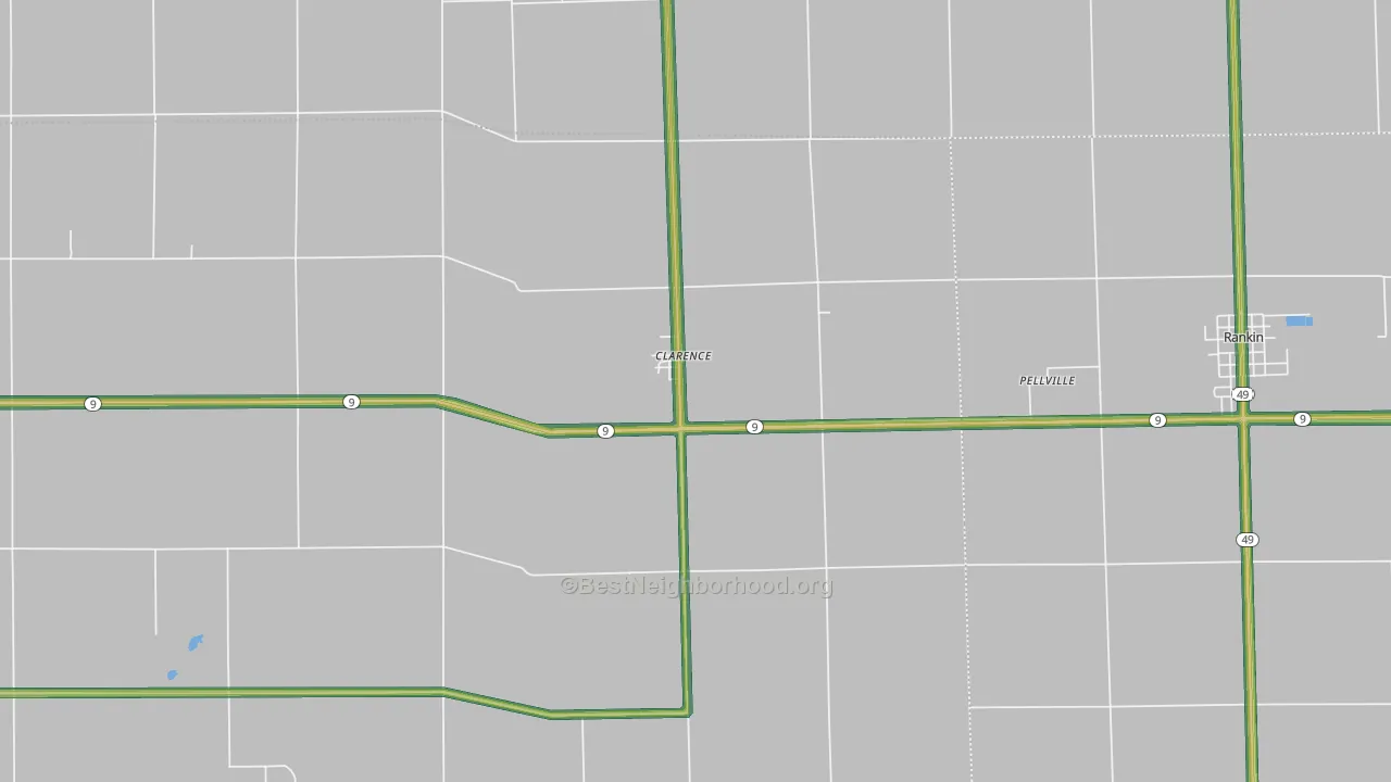 Clarence, IL Map of Noise Levels in Clarence