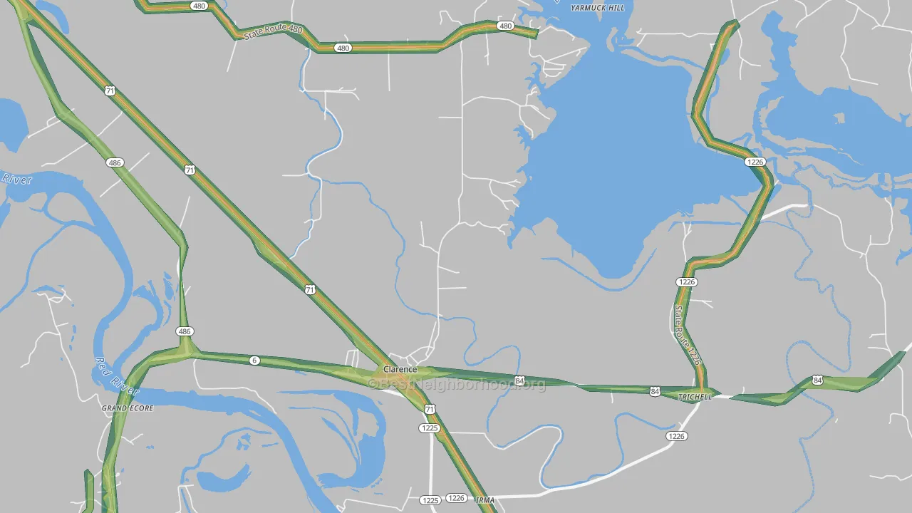 Clarence, LA Map of Noise Levels in Clarence