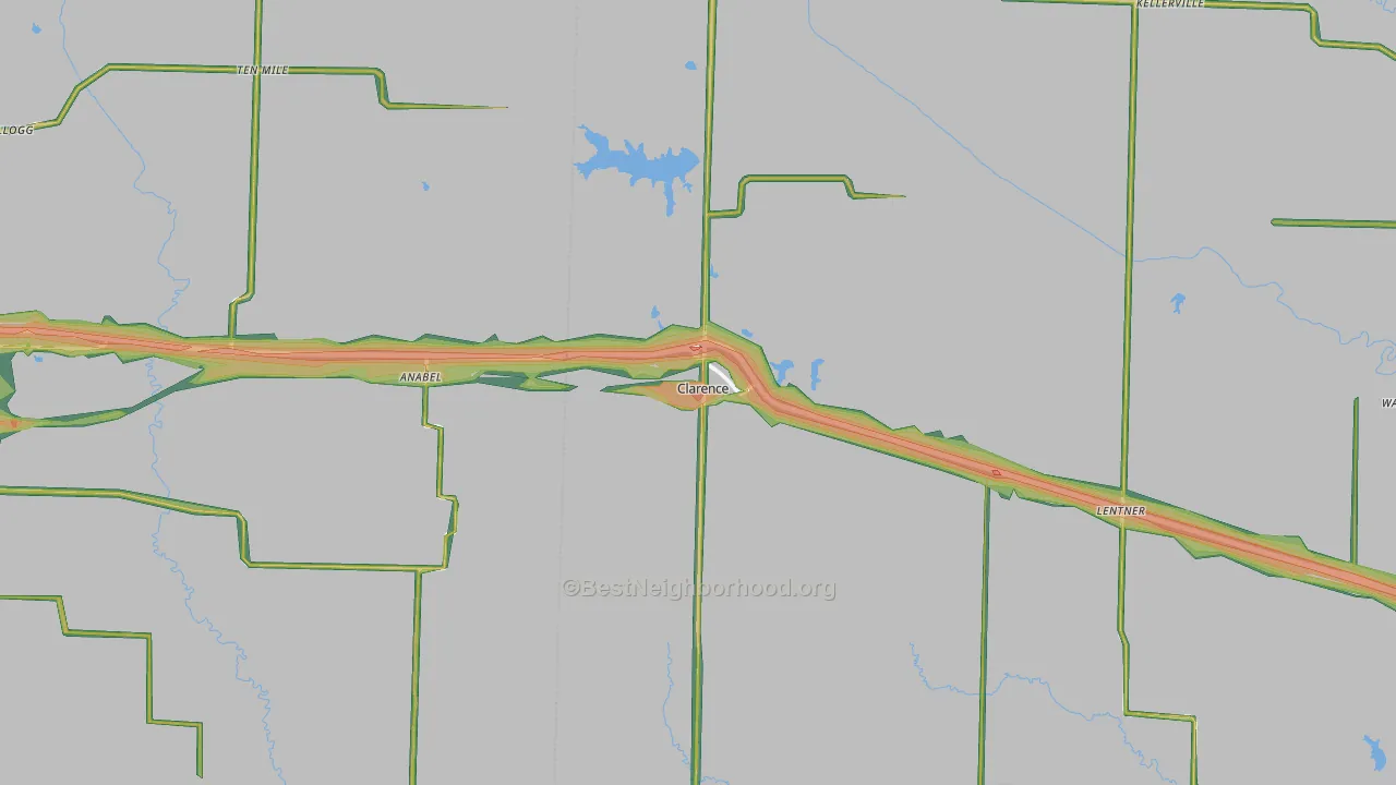 Clarence, MO Map of Noise Levels in Clarence