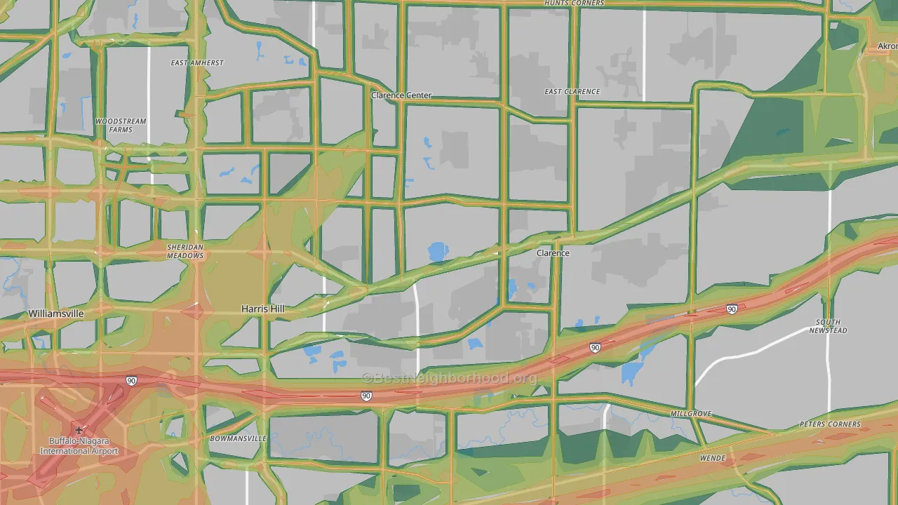 Clarence, NY Map of Noise Levels in Clarence