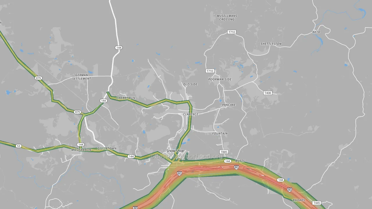 Clarence, PA Map of Noise Levels in Clarence