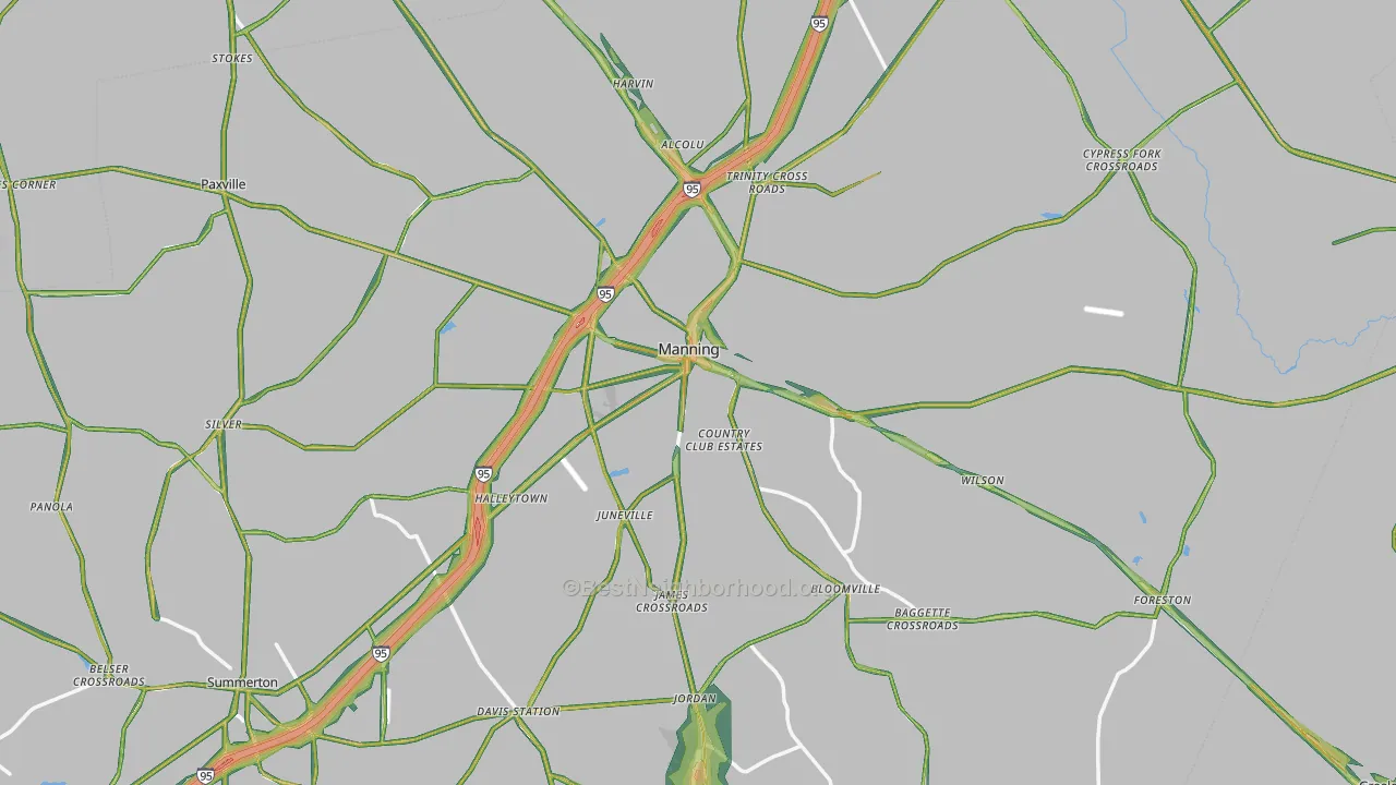 Clarendon County, SC Map of Noise Levels in Clarendon County