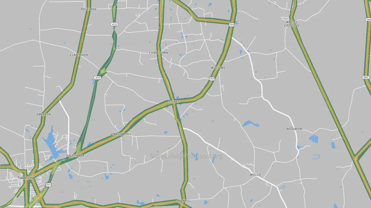 Clarendon, NC Map of Noise Levels in Clarendon