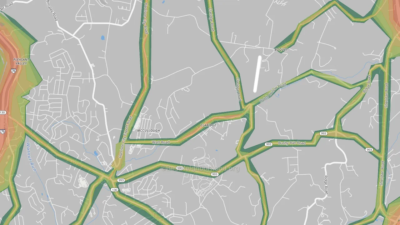 Claridge, PA Map of Noise Levels in Claridge