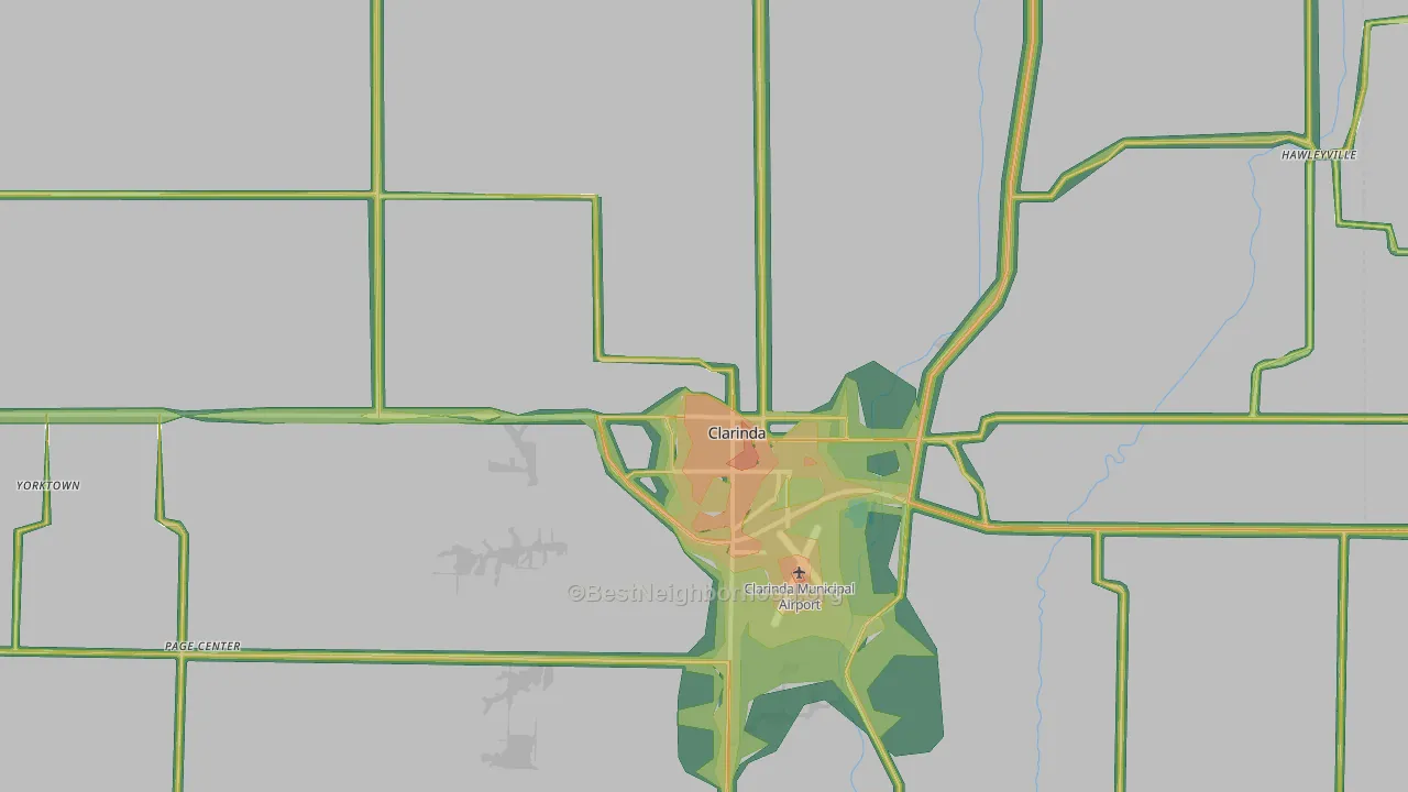 Clarinda, IA Map of Noise Levels in Clarinda