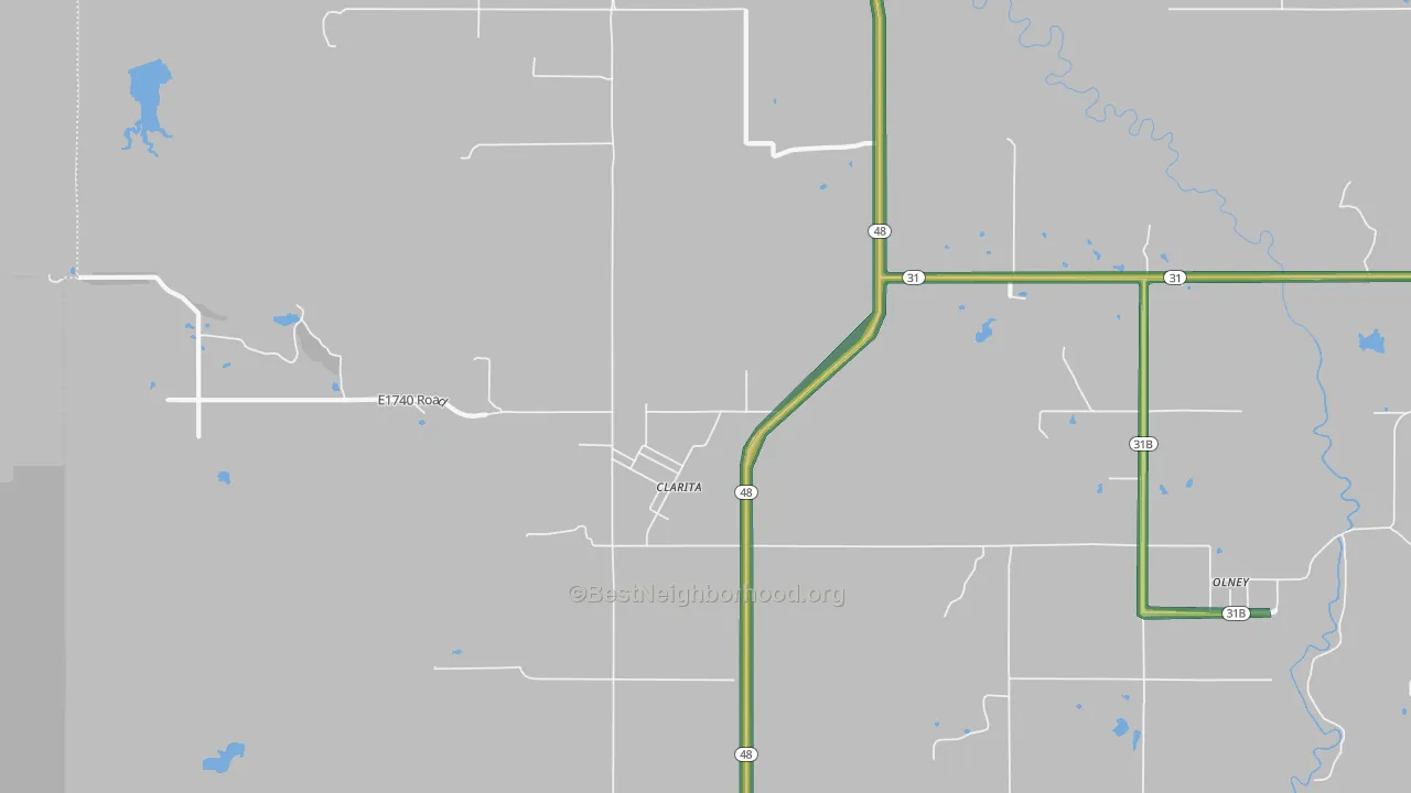 Clarita, OK Map of Noise Levels in Clarita