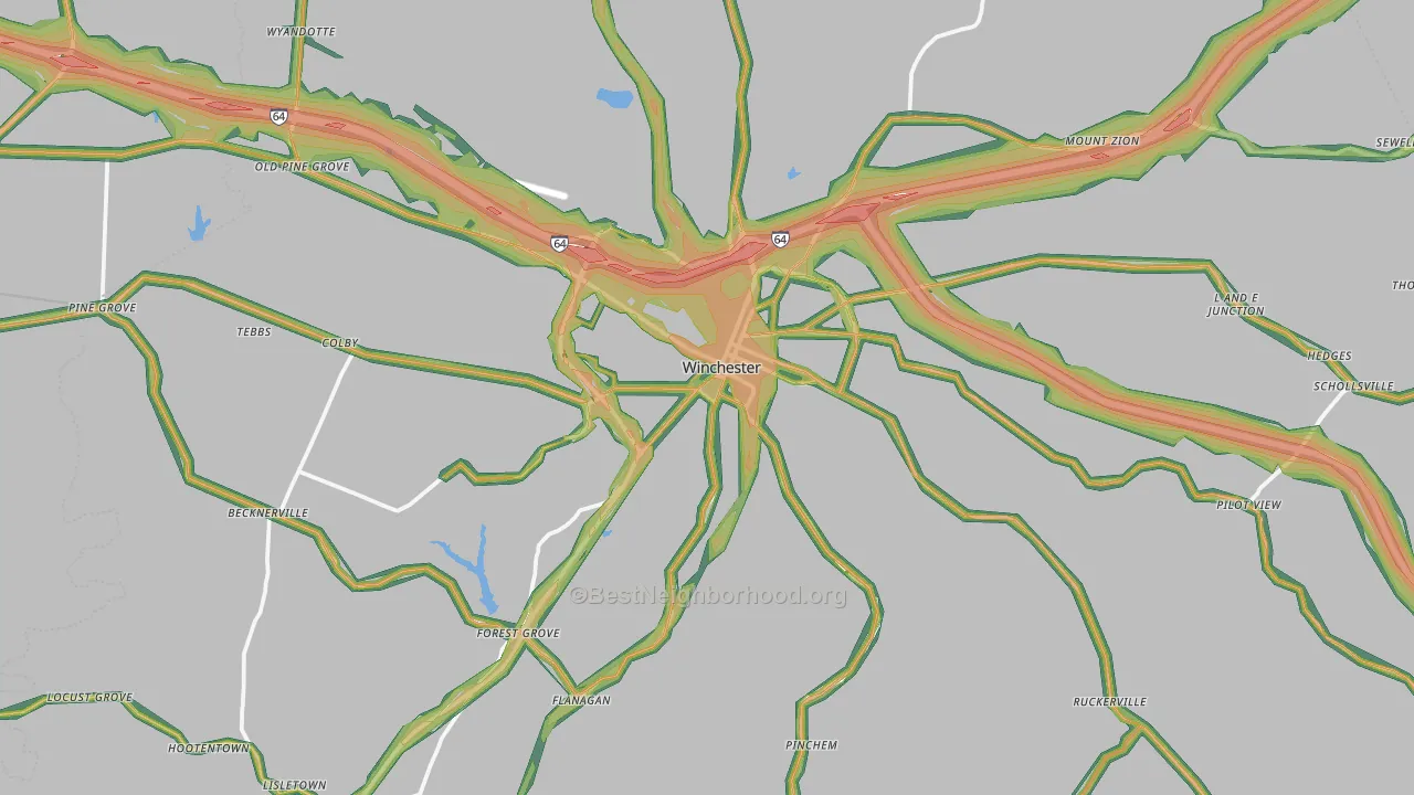 Clark County, KY Map of Noise Levels in Clark County
