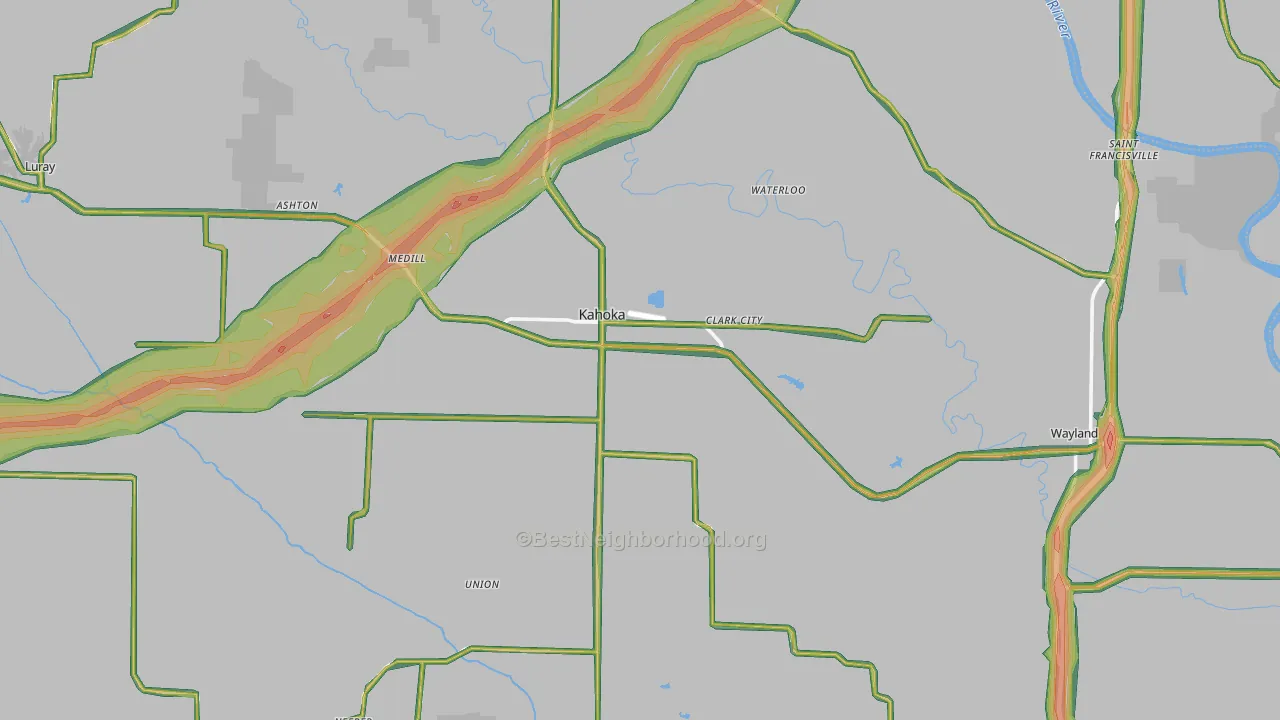 Clark County, MO Map of Noise Levels in Clark County