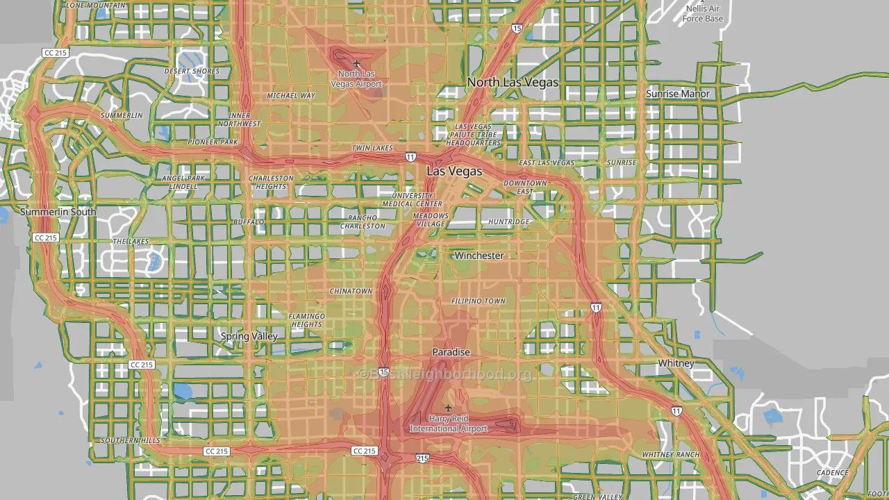Clark County, NV Map of Noise Levels in Clark County