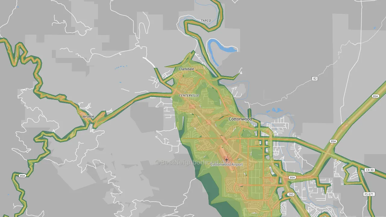 Clarkdale, AZ Map of Noise Levels in Clarkdale