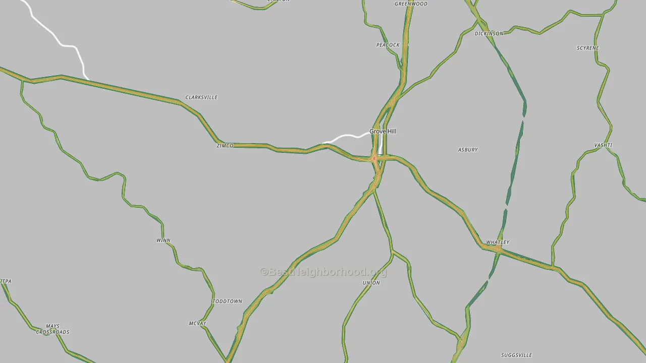 Clarke County, AL Map of Noise Levels in Clarke County