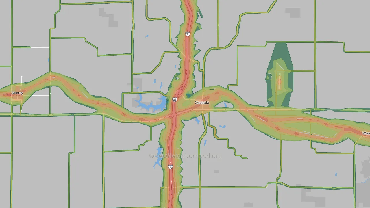 Clarke County, IA Map of Noise Levels in Clarke County