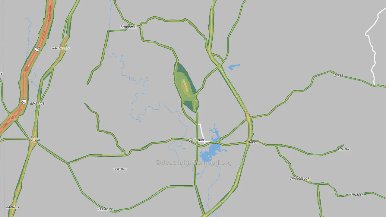 Clarke County, MS Map of Noise Levels in Clarke County