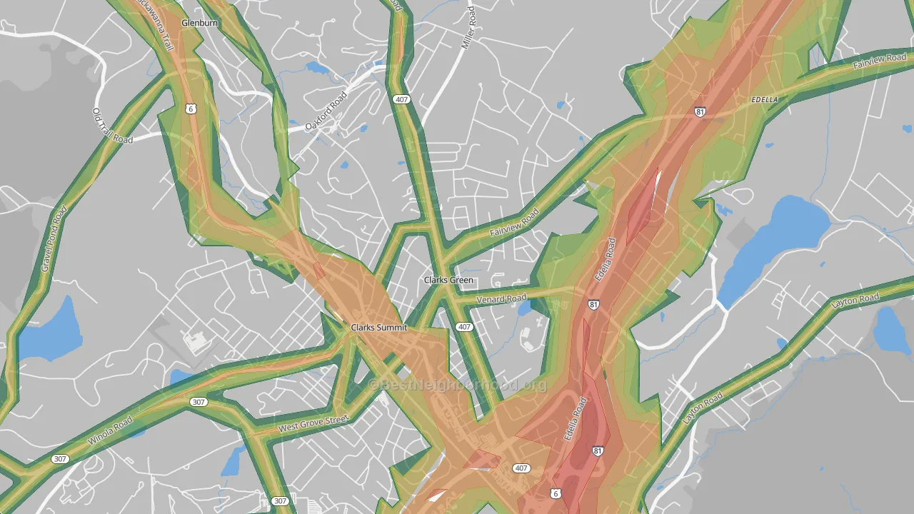 Clarks Green, PA Map of Noise Levels in Clarks Green