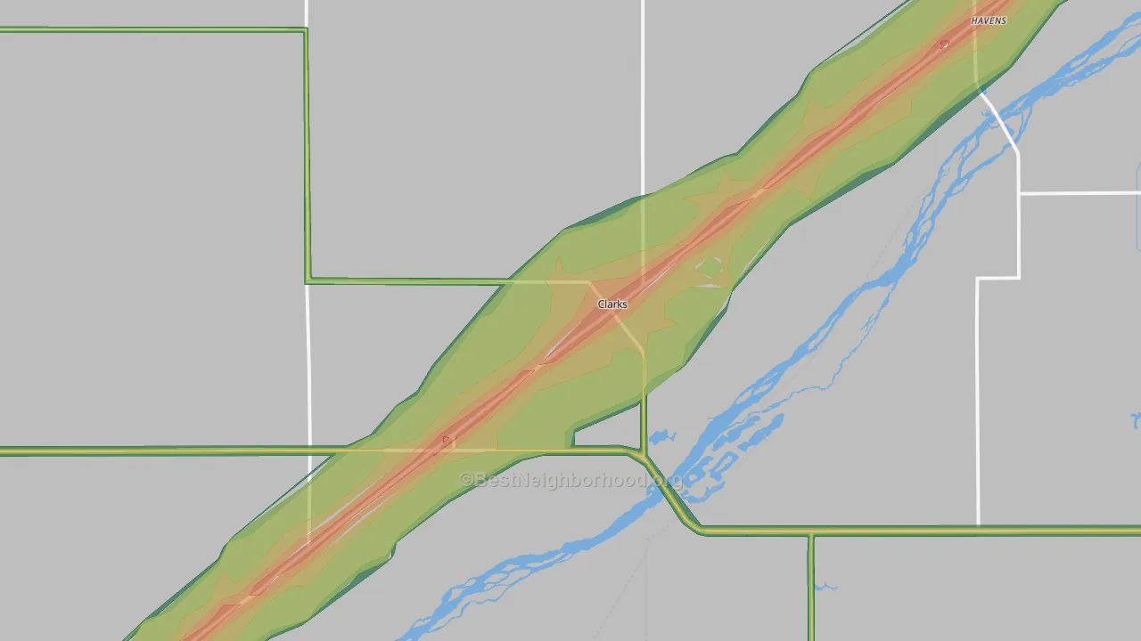 Clarks, NE Map of Noise Levels in Clarks