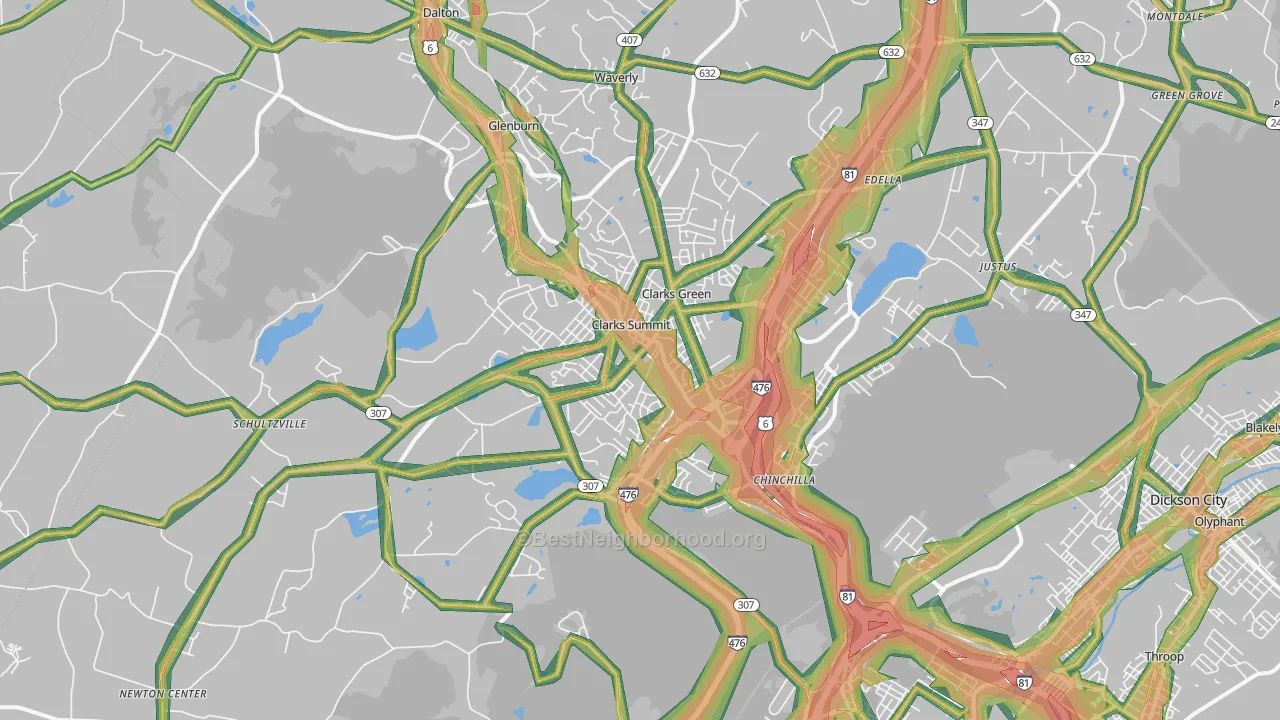 Clarks Summit, PA Map of Noise Levels in Clarks Summit