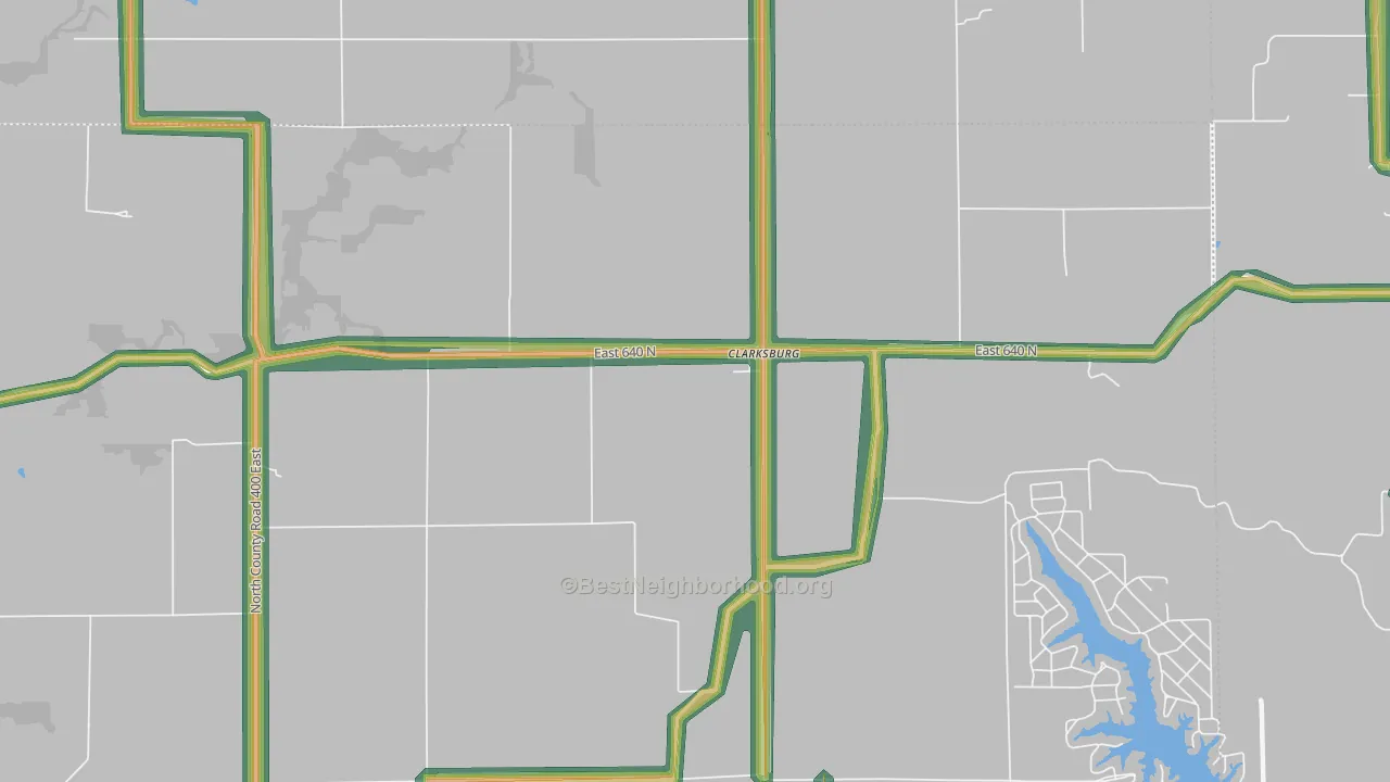 Clarksburg, IN Map of Noise Levels in Clarksburg