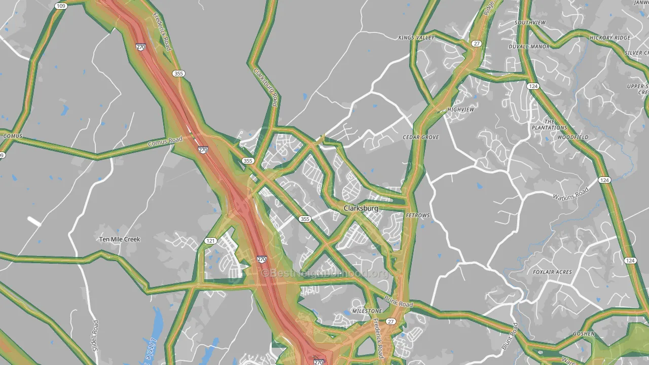 Clarksburg, MD Map of Noise Levels in Clarksburg